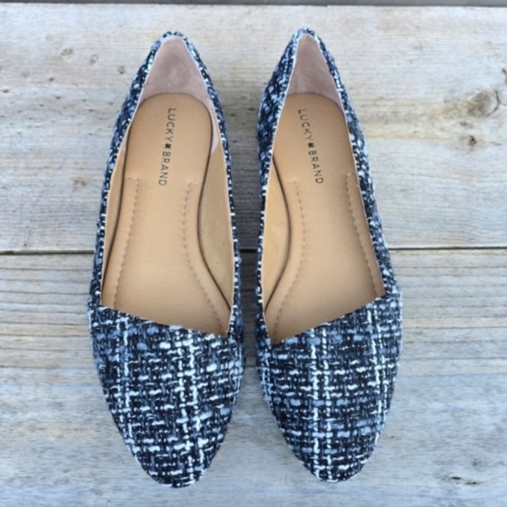Lucky Brand NEW!! Archh Asymmetrical, Tweed Almond Toe, Ballet Flats 10M